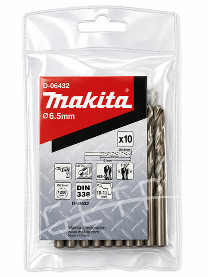 MAKITA D-06432 Metal Drill Bits HSS 6.5x101 (10s)