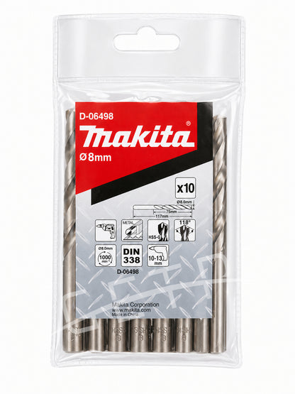 MAKITA D-06498 Metal Drill Bits HSS 8x117 (10s)