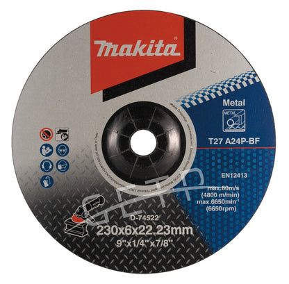 MAKITA D-74522 Grinding Wheel for Metal 230X6X22 mm A24P