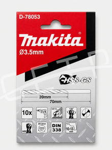 MAKITA D-78053 Metal Drill Bits HSS 3.5x70 (10s)