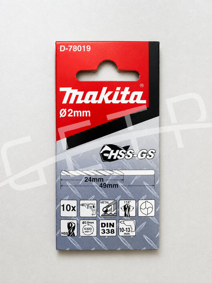 MAKITA D-78019 Drill Bits HSS-GS 2X49For Metal (10Pcs/Set)